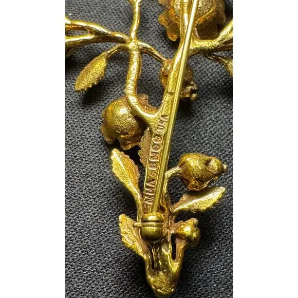 MMA BMCO USA Floral Leaf Brooch/Pendant Gold Tone - Picture 6 of 6